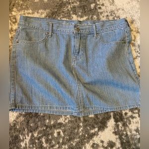 Blue & White Striped Jean Mini Skirt